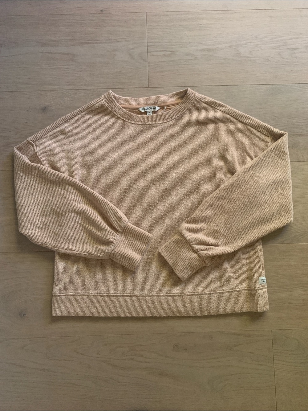 Toad&Co Womens M Cue Crew Pullover Whiskey Tan Organic Cotton Cozy Sweater